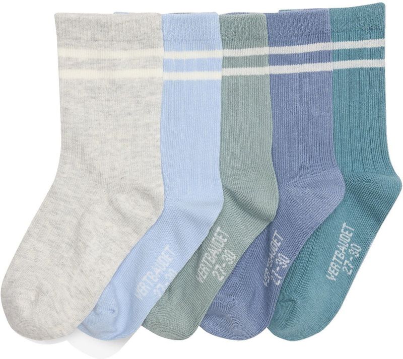 Set van 5 Paar Geribbelde Sokken - Marineblauw - Voor Jongens