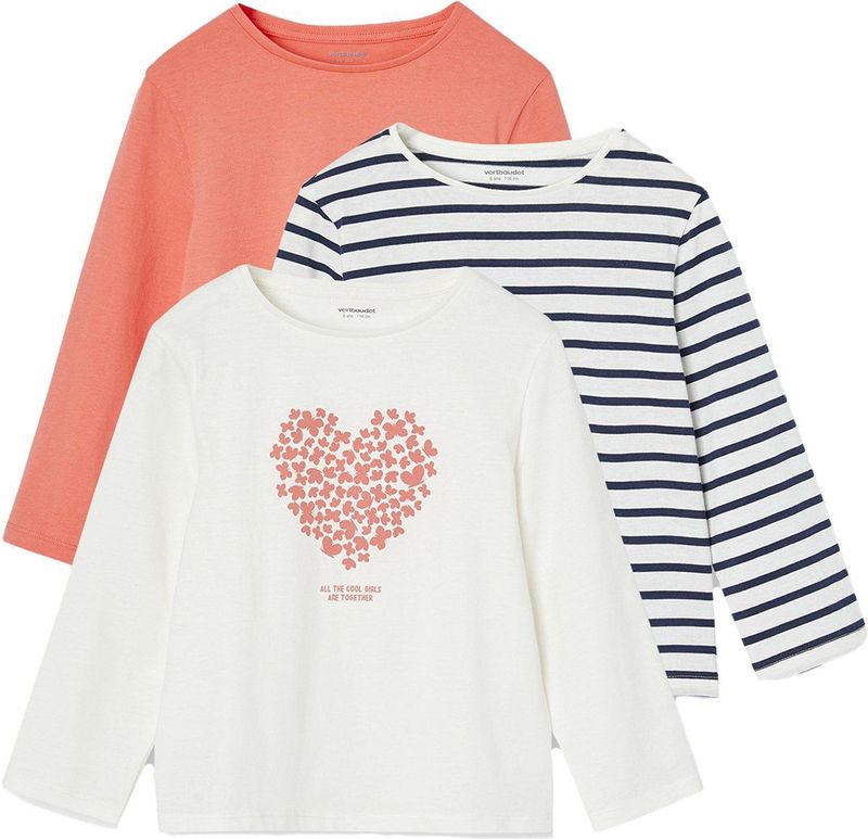 Vertbaudet - Set van 3 - Meisjesshirts - Lange Mouwen
