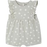 Babyromper Basics met geruite mouwtjes groengrijs