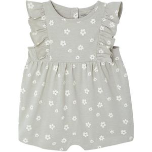 Babyromper Basics met geruite mouwtjes groengrijs