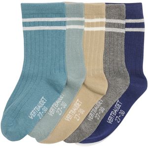 Set van 5 Paar Geribbelde Sokken - Marineblauw - Jongens - Ribgebreid