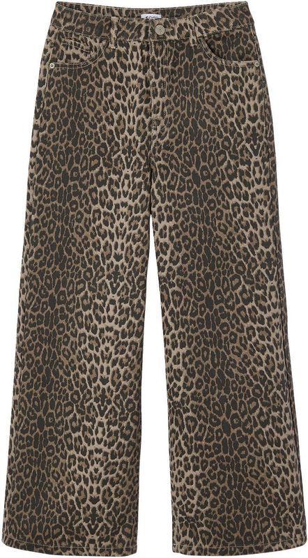 JONEN - Wijde Meisjessweater - Beige - Luipaardprint