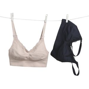 Vertbaudet Set van 2 Naadloze Kant Bh's - Zwart - Katoen