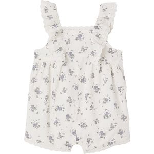 Rompertje - Ceremonie-rompertje - Wit - 100% Katoen - Met Ruches en Gedrukte Bloemenmotieven