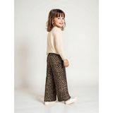 Wijde 'paperbag' meisjesbroek met luipaardprint beige