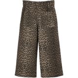Wijde 'paperbag' meisjesbroek met luipaardprint beige