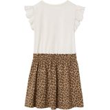 Vertbaudet - Meisjesjurk - Beige - 2-in-1 Effect - Katoen