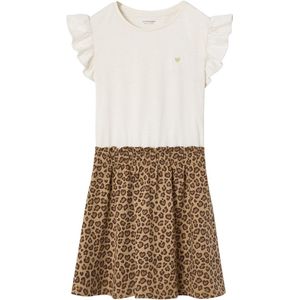 Vertbaudet - Meisjesjurk - Beige - 2-in-1 Effect - Katoen