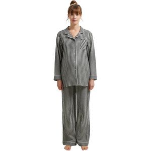 Ekouaer Dames Lange Pyjama Lange Mouwen Sterren Pyjamas Voor Vrouwen Pyjama Set Met Zakken Pjs Tweeluik Winter S-2XL, diep grijs, XL