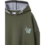 Sweater - Kaki - Jonen - Met Capuchon - Geplaatste Print op de Rug