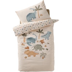 Dekbedovertrekset - Ecru - Minisaurus - Baby Dekbedovertrek met Kussensloop