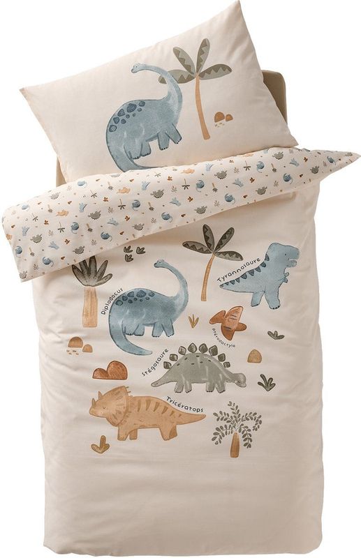 Dekbedovertrekset - Ecru - Minisaurus - Baby Dekbedovertrek met Kussensloop