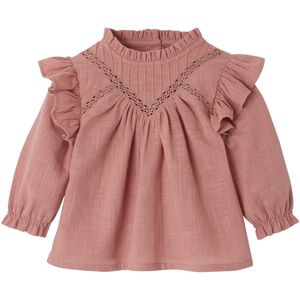 Blabybouse - Oudroze - Blouse - Met Ruches - Gevlamde Stof