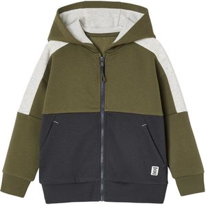 Sportieve Sweater - Jongens - Colourblock Effect - Met Rits en Capuchon - Joggingstof