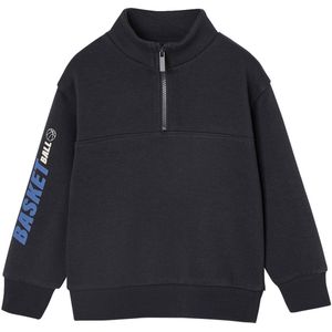 Vertbaudet - Jongenssweatshirt - Fleece - Truckerskraag - Basketbalmotief op de mouw