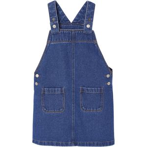 Salopettejurk - Middenblauw - Set met Gestreept T-shirt voor Meisjes