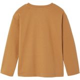 T-shirt - Pecannoot - Lange Mouwen - Print met Reliëf - Voor Jongens