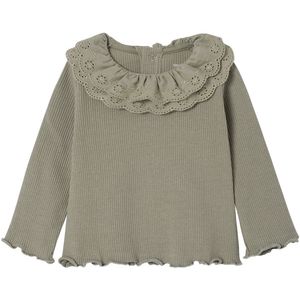 T-shirt - Ecru - Baby - Lange Mouwen - Geborduurde Kraag