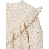 Bloemenjurk van katoenen gaas voor meisjes ecru