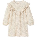 Bloemenjurk van katoenen gaas voor meisjes ecru