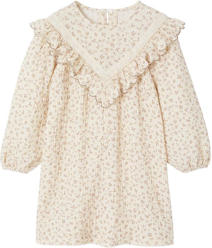 Bloemenjurk - Ecru - Katoenen Gaas - Meisjes