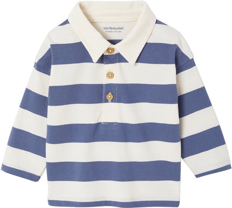 T-shirt - Gestreept - Grijsblauw - Polo - Lange Mouwen - Baby