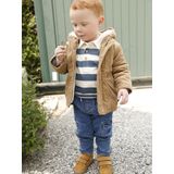 Babymantel - Karamel - Ribfluweel - Gevoerd met Imitatiebont