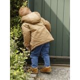 Babymantel - Karamel - Ribfluweel - Gevoerd met Imitatiebont