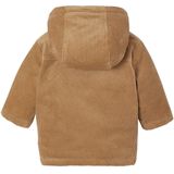 Babymantel - Karamel - Ribfluweel - Gevoerd met Imitatiebont
