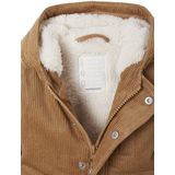 Babymantel - Karamel - Ribfluweel - Gevoerd met Imitatiebont