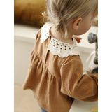 T-shirt - Karamel - Gekreukte Jersey - Baby - Gehaakte Kraag