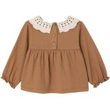 T-shirt - Karamel - Gekreukte Jersey - Baby - Gehaakte Kraag