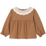 T-shirt - Karamel - Gekreukte Jersey - Baby - Gehaakte Kraag