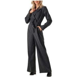 Suncoo - Jumpsuit - Grijsblauw - Met Reverskraag en Ceintuur