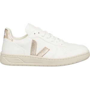 Veja Fair Trade - Sneakers - V-10 Chromefree Leather Extra-White Platine voor Dames - Maat 37 - Wit