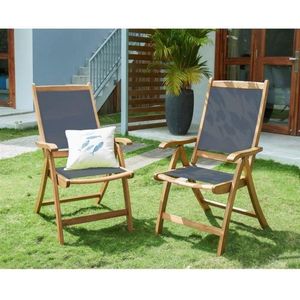 Set van 2 fauteuils van FSC en textiel van acaciahout - Grijs