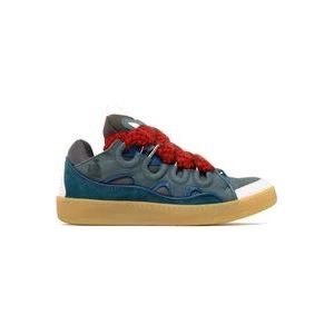 Lanvin Blauw en rood leren Curb Sneakers , Blue , Heren , Maat: 41 EU