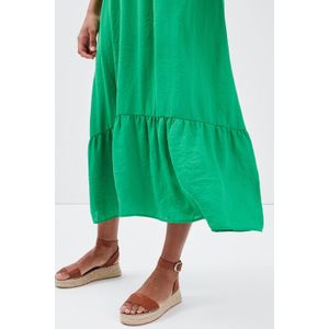 Cache Cache - A-lijn Jurk - Groen - Mouwloos - V-hals - Ruches