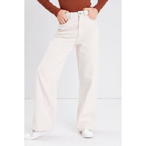 Cache Cache - High Waist Wide Leg Jeans - Ecru - 5-Pocket Model