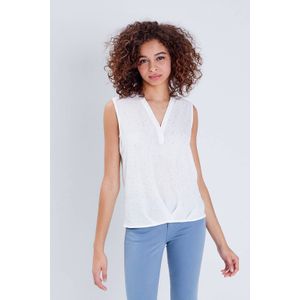 Cache Cache - Gebloemde Top - Wit - Mouwloos - V-hals