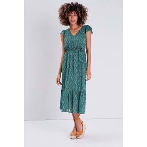 Cache Cache - Gebloemde Jurk - Blauw Groen Zwart - A-lijn