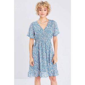 Cache Cache - Gebloemde Jurk - Blauw/Wit - A-lijn