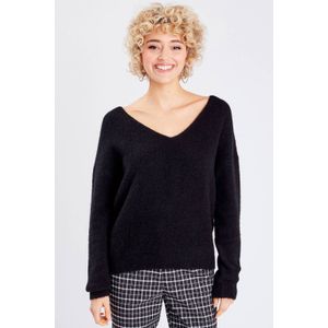 Cache Cache - Trui - Zwart - Met Wol - V-hals - Lange Mouwen