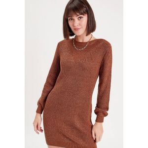 Cache Cache - Gebreide Jurk - Bruin/Goud - Dames - Lange Mouwen