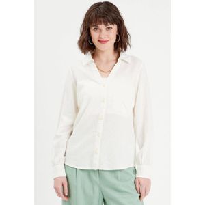 Cache Cache - Linnen Blouse - Ecru - V-hals - Lange Mouwen
