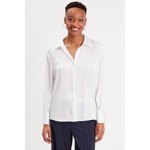 Cache Cache - Semi-transparante Blouse - Wit - V-hals - Lange Mouwen