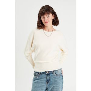 Cache Cache - Gebreide Trui - Ecru - Ronde Hals - Lange Mouwen