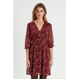 Cache Cache - Korte Jurk - Roodbruin - V-hals - Driekwart Mouwen