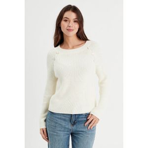 Cache Cache - Grof Gebreide Trui - Ecru - Lange Mouwen
