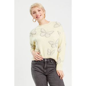 Cache Cache - Trui - Lichtgeel - Dames - Ronde Hals - Lang Mouw